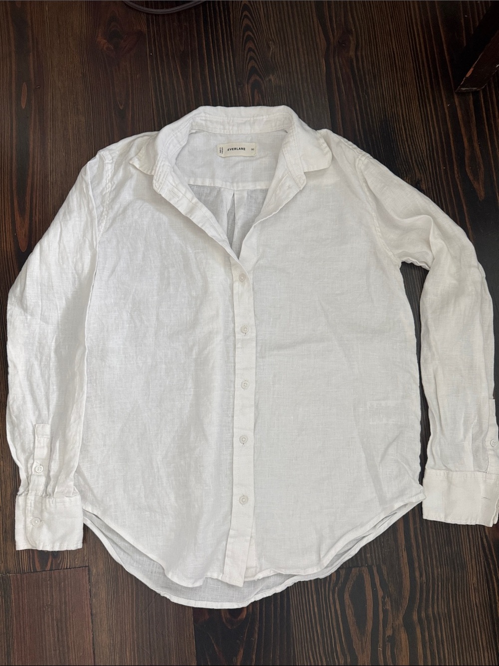 Everlane White 100% Linen Casual Button-Down Shirt size 00